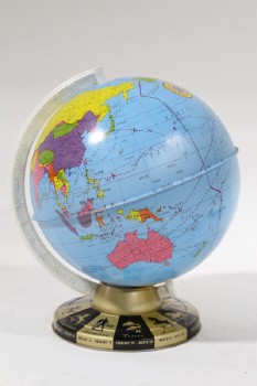 Globe, Tabletop, COLORFUL GLOBE WITH BLACK AND GOLD METAL BASE, HOROSCOPES ON BASE, METAL, MULTI-COLORED