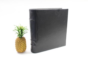 Book, Prop, LIGHTWEIGHT, OVERSIZED LARGE BOOK, PLAIN, NO TITLE, LEATHER SKIN LOOK COVER, SHOWMADE, FOAM, BLACK