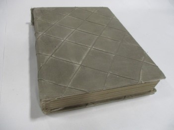 Book, Medieval, Aged Brown Canvas Diamond Pattern Cover And Spine., BROWN