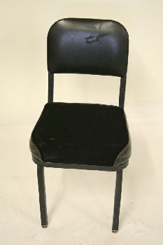 Chair, Side, BLACK VINYL/FABRIC, METAL, GREY