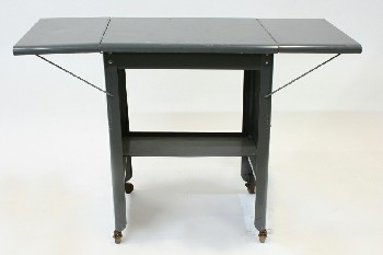 Table, Misc, UTILITY/WORK CART W/DROP LEAF SHELVES, TYPING STAND, ROLLING, METAL, GREY