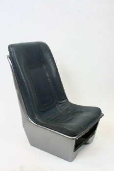 Chair, Misc, BUCKET SEAT FOR HELICOPTER/AIRCRAFT, REMOVEABLE BLUE LEATHER CUSHION, PLASTIC, GREY
