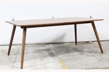 Table, Dining, MODERN, WALNUT, RECTANGULAR TOP, ANGLED TAPERED LEGS, SEATS 6, WOOD, BROWN