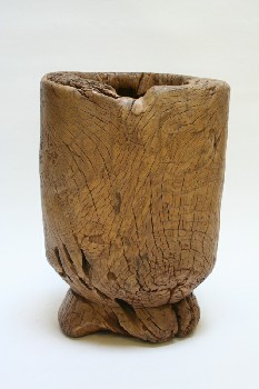 Bowl, Decorative, THICK, RUSTIC, CARVED OUT TREE TRUNK OR LOG, WOOD, BROWN