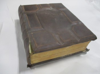 Book, Medieval, Brown Leather Cover And Spine. Indented Lines And Finger Holds, BROWN