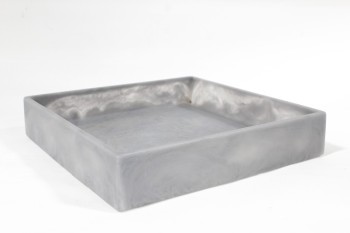Decorative, Tray, SWIRLED / MARBLED LOOK, SQUARE, MADE IN CANADA, "ONTARIO TRAY" BY MARTHA STURDY, RESIN, GREY