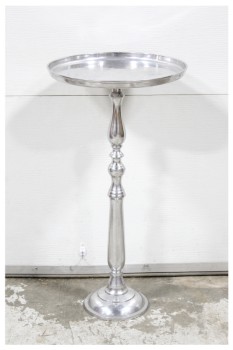 Table, Side, ROUND TRAY TOP, ROUND BASE, METAL, SILVER