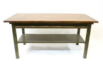 Table, Work, VINTAGE, INDUSTRIAL, RECTANGULAR WOOD TOP W/LOWER SHELF & PULL OUT WORK SURFACE (EXTRA 13