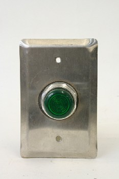 Electronic, Parts, GREEN LIGHT ON GREY PANEL, METAL, SILVER