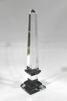 Decorative, Shapes, POINTED OBELISK W/STEPPED BASE , GLASS, CLEAR