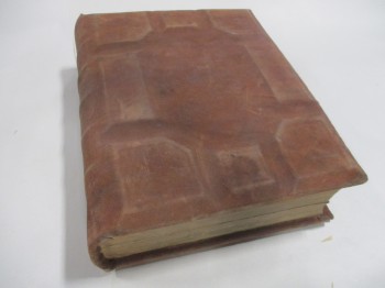 Book, Medieval, Brown Leather Cover And Spine. Indented Lines And Fingerholds., BROWN