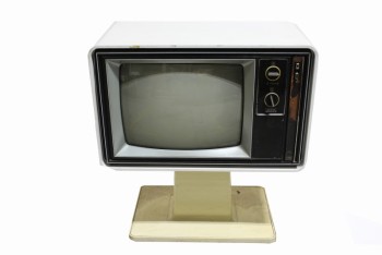 Video, TV, VINTAGE, PLASTIC STAND, "ZENITH SOLID STATE CHROMACOLOR II", PLASTIC, WHITE