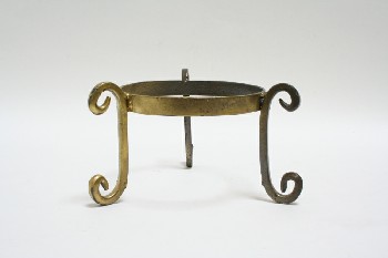 Decorative, Stand, TRIPOD,CURLED LEGS W/INNER RING,ONE SECTION GOLD, METAL, SILVER