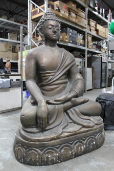 Religious, Miscellaneous, 7' BUDDHA STATUE, SITTING, EYES CLOSED, BASE IS 12