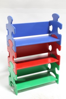 Shelf, Misc, 3-LEVEL PUZZLE SHELF, KIDS, PLASTIC, BLUE
