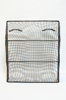 Fireplace, Screen, FIRE GUARD, ROD FRAME WRAPPED W/MESH, 2 FRONT HANDLES, METAL, BLACK