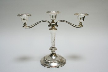 Candles, Candelabra, 3 HOLDERS,TAPERED,ROUND BASE, METAL, SILVER