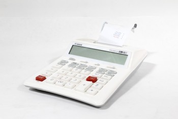 Desktop, Calculator, DIGITAL ADDING MACHINE W/PAPER ROLL, PLASTIC, WHITE