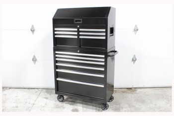Cabinet, Garage, LAB / SHOP / MECHANIC, MOBILE TOOL OR EQUIPMENT CHEST W/12 DRAWERS, SIDE HANDLE, ROLLING, METAL, BLACK