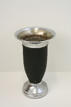Ashtray, Floor, FREESTANDING, PUBLIC / OUTDOOR / LOBBY, TAPERED STAND W/ROUND BASE, METAL BOWL & BASE, SMOKING, CIGARETTE , METAL, BLACK
