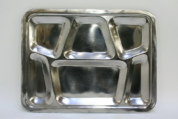 Restaurant, Supplies, FOOD OR JAIL TRAY, SECTIONED, METAL, SILVER