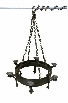 Candles, Chandelier, CIRCLE CENTRE,6 FLOWER SHAPED , IRON, BLACK
