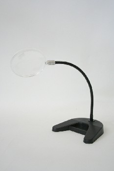 Science/Nature, Magnifier, MAGNIFYING GLASS W/STAND, MOVEABLE SWING ARM, PLASTIC, BLACK