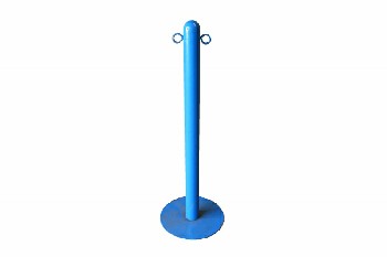 Stanchion, Post, DOUBLE LOOP FOR ROPE,ROUND BASE , METAL, BLUE