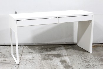 Table, Misc, RECTANGULAR,2 DRAWERS,1 SOLID SIDE & 1 METAL BAR LEG, CONSOLE TABLE/DESK , WOOD, WHITE