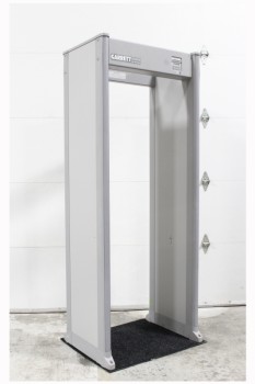 Security, Misc, WALK THROUGH METAL DETECTOR SCANNER FOR SCREENING AT AIRPORTS / EVENTS ETC., METAL FLOOR PIECE W/MAT, KEYPAD ON UPPER PANEL, PLASTIC, GREY