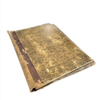 Book, Miscellaneous, ANTIQUE, EMPTY, COVER ONLY, LEATHER/SUEDE SPINE WITH GOLD PATTERN AND LETTERING, TAN