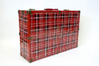Luggage, Case, PLAID, PICNIC, RED HANDLE, FOLDS OUT TO A TABLE (15