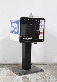 Street, Newspaper Box, FREESTANDING NEWSPAPER VENDING RACK OR DISPENSER W/BLACK METAL POST & BASE - Newspaper Boxes May Be Professionally Painted & Have Graphics Or Decals Added. Condition & Colour May Not Be Identical To Photo., METAL