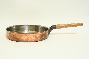 Cookware, Pan, FRYING,CYLINDRICAL,WOOD HANDLE, METAL, COPPER
