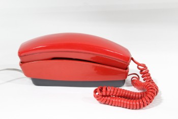 Phone, Single Line, ROTARY DIAL ON HANDSET, PLASTIC, RED