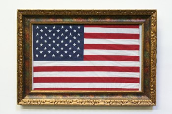 Wall Dec, Americana, U.S.A. FLAG, CARVED GOLD COLOURED FRAME, WOOD, MULTI-COLORED