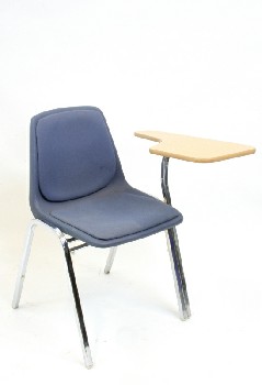 Desk, Student, HINGED STUDENT/SCHOOL DESK (LEFT SIDE) W/METAL FRAME , WOOD, BLUE