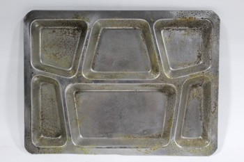 Medical, Supplies, SECTIONED FOOD TRAY,CAFETERIA, VERY AGED , STAINLESS STEEL, SILVER