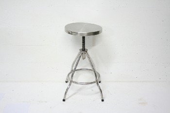 Stool, Stainless, MEDICAL, HOSPITAL, LAB, ROUND SEAT, STAINLESS STEEL, SILVER