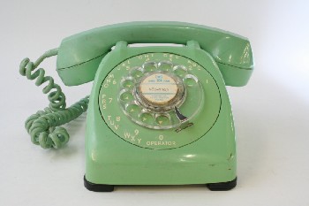 Phone, Rotary, HANDSET ON TOP, VINTAGE, PLASTIC, GREEN