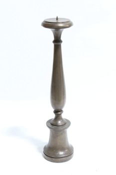 Candles, Stick, CANDLESTICK W/BRONZE LOOK, TURNED, ROUND BASE, WOOD, BRONZE