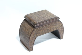 Stool, Misc, WICKER SEAT W/SQUARE TOP, BOWED ROUNDED SIDES, WICKER, BROWN