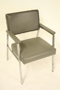 Chair, Client, VINYL SEAT/BACK W/ARMS, CHROME, GREY