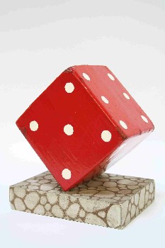 Bookend, Misc, DICE,FAUX STONE BASE, WOOD, RED