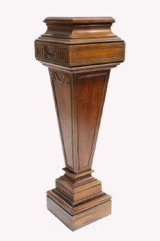 Plinth, Wood, STEPPED / TAPERED PEDESTAL, ARCHITECTURAL / MUSEUM LOOK, WOOD, BROWN