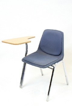 Desk, Student, HINGED STUDENT/SCHOOL DESK (RIGHT SIDE) W/METAL FRAME , WOOD, BLUE