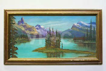 Art, Painting, OIL, LANDSCAPE, GOLD/BROWN FRAME, WOOD, MULTI-COLORED