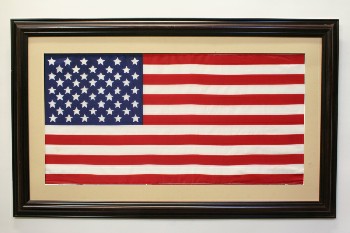 Wall Dec, Americana, AMERICAN FLAG, USA, UNITED STATES, DARK STAINED BROWN FRAME, WOOD, MULTI-COLORED