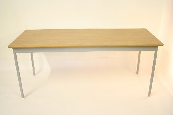 Table, Work, RECTANGULAR W/GREY METAL APRON/LEGS - Nearly Identical Set, Condition May Be Different On All, LAMINATE, YELLOW
