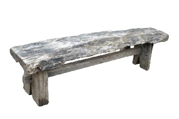 Bench, Rustic, LOG PLANK SEAT W/LOWER STRETCHER,RUSTIC, WOOD, NATURAL